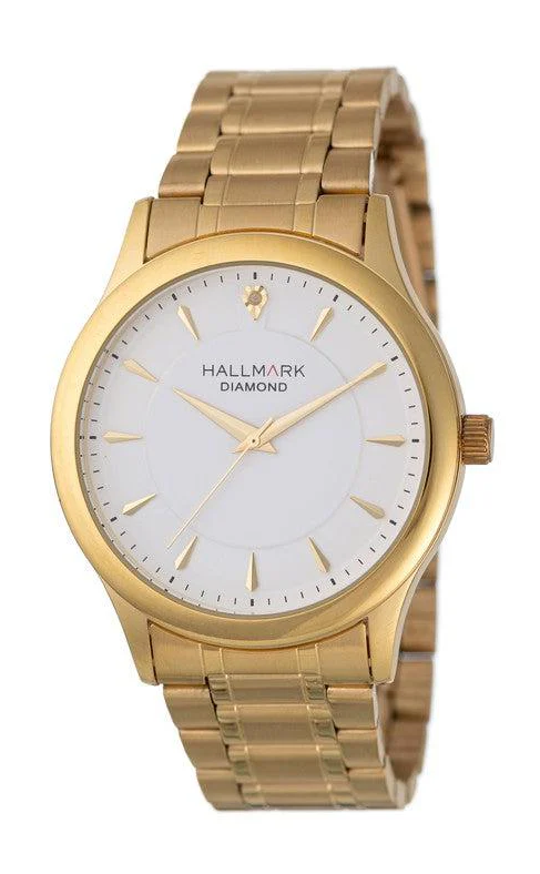 Hallmark Gents Diamond Collection Gold White Dial HB1512W