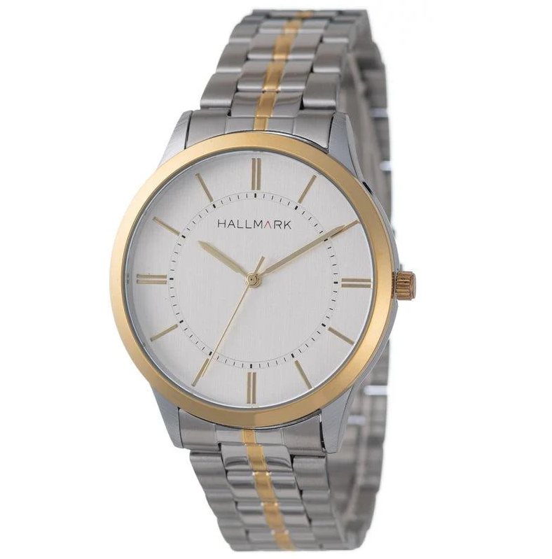 Hallmark Gents Two-Tone Metal Strap White Dial Watch