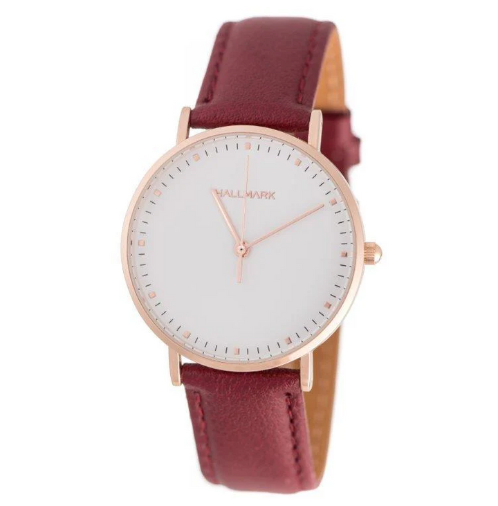 Hallmark Ladies Leather Dusk Strap White Dial Watch