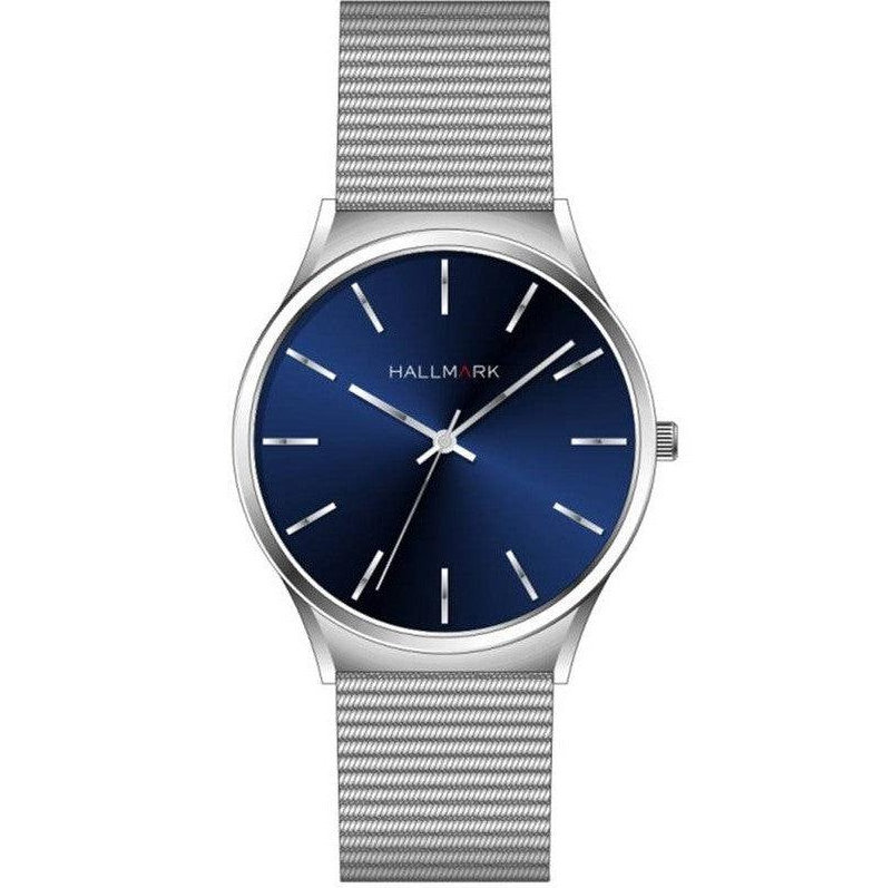 Hallmark Gents Silver Mesh Blue Dial Watch
