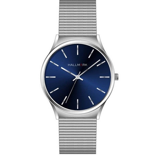 Hallmark Gents Silver Mesh Blue Dial Watch
